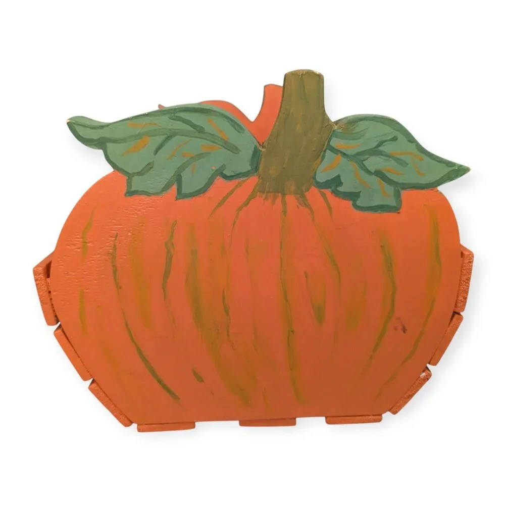 Festive Painted Pumpkin Shaped Wooden Crate/Box Decor